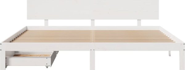vidaXL Κάδρο κρεβατιού με συρτάρια λευκό 180x200 cm μασίφ πεύκο