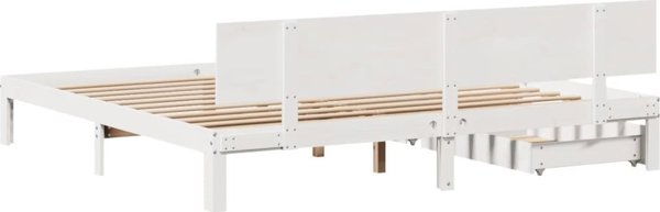 vidaXL Κάδρο κρεβατιού με συρτάρια λευκό 180x200 cm μασίφ πεύκο