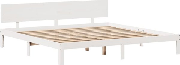 vidaXL Κάδρο κρεβατιού με συρτάρια λευκό 180x200 cm μασίφ πεύκο