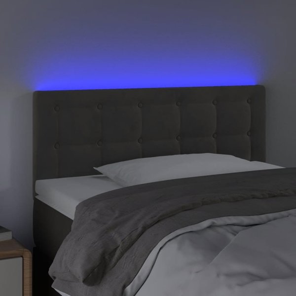 vidaXL κεφαλάρι κρεβατιού με LED, σκούρο γκρι, 80x5x78/88 εκ, βελούδο
