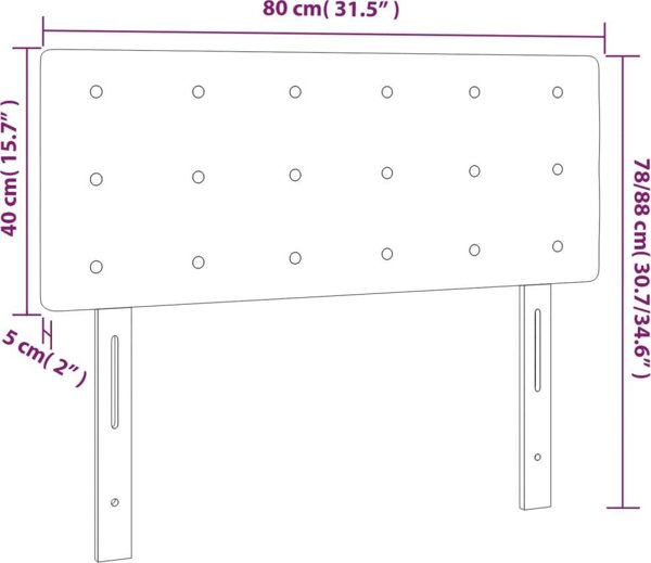 vidaXL κεφαλάρι κρεβατιού με LED, σκούρο γκρι, 80x5x78/88 εκ, βελούδο