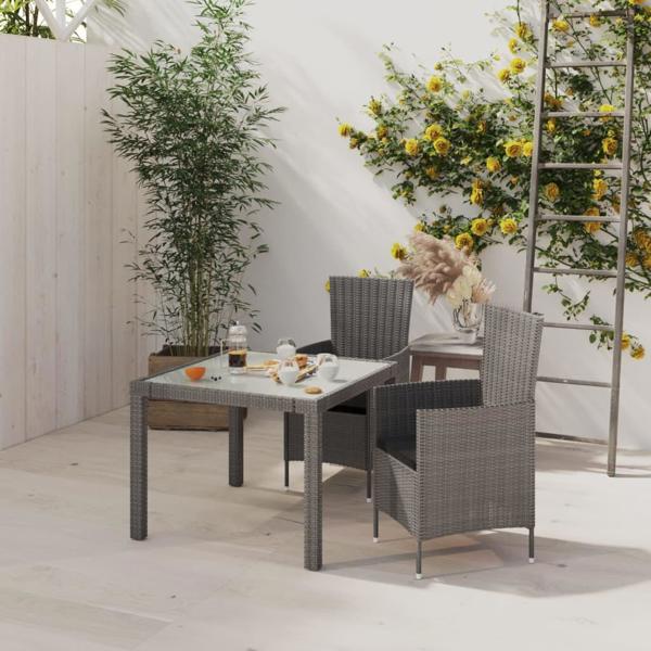 vidaXL vidaXL 3-cz. zestaw mebli ogrodowych z poduszkami, rattan PE, szary