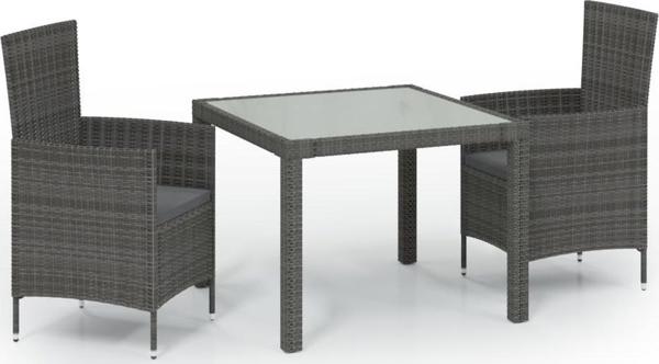 vidaXL vidaXL 3-cz. zestaw mebli ogrodowych z poduszkami, rattan PE, szary