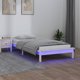 vidaXL Rama κρεβατιού με LED, λευκή, 100 x 200 cm, μασίφ ξύλο
