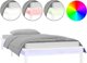 vidaXL Rama κρεβατιού με LED, λευκή, 100 x 200 cm, μασίφ ξύλο