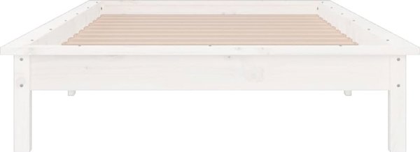 vidaXL Rama κρεβατιού με LED, λευκή, 100 x 200 cm, μασίφ ξύλο