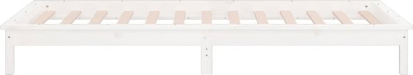 vidaXL Rama κρεβατιού με LED, λευκή, 100 x 200 cm, μασίφ ξύλο