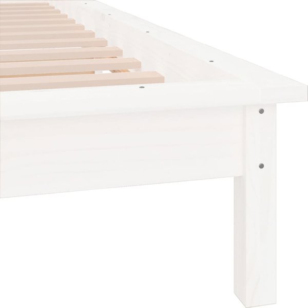 vidaXL Rama κρεβατιού με LED, λευκή, 100 x 200 cm, μασίφ ξύλο