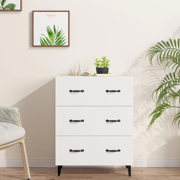 vidaXL Λευκή κομόντα, 69,5x34x90 εκ, υλικό ξυλοειδές