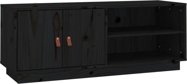 vidaXL vidaXL Szafka pod TV, czarna, 105x34x40 cm, lite drewno sosnowe