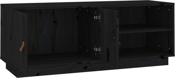 vidaXL vidaXL Szafka pod TV, czarna, 105x34x40 cm, lite drewno sosnowe