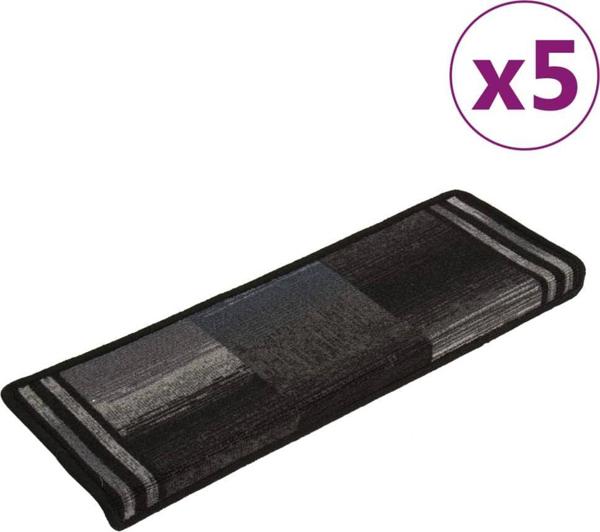 vidaXL Αυτοκόλλητες επενδύσεις σκαλοπατιών, 5 τεμάχια, 65x25 cm, μαύρο-γκρι