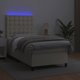 vidaXL Κρεβάτι Κοντινένταλ με LED και Στρώμα, Κρεμ Eco Δέρμα, 90x200 εκ.