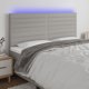 vidaXL Κεφαλάρι για κρεβάτι με LED, ανοιχτό γκρι, 160x5x118/128 cm, ύφασμα