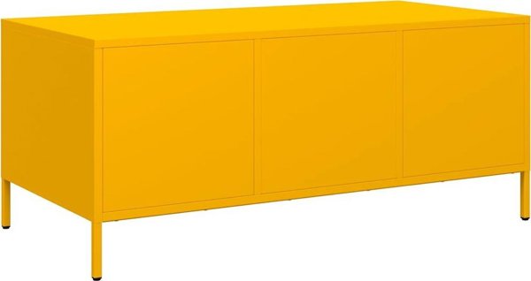 vidaXL Stolik kawowy, musztarda, 101,5x50x43,5 , stal