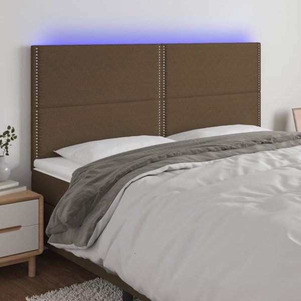 vidaXL Kefalari krevatiou me LED, skouro kafe, 200x5x118/128 cm, yfasma