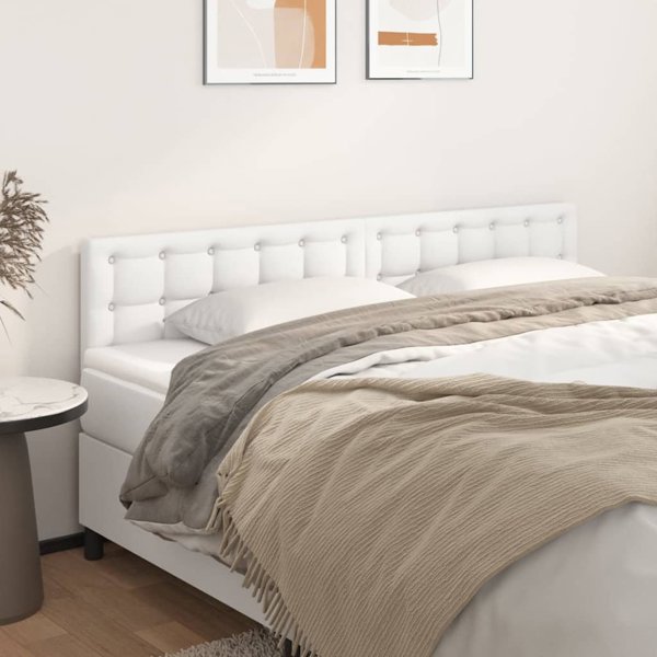 vidaXL Προσκέφαλα για κρεβάτι, 2 τεμάχια, λευκά, 90x5x78/88 cm, τεχνητό δέρμα