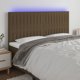 vidaXL Φωτιζόμενη κεφαλαρία κρεβατιού με LED, σκούρο καφέ, 160x5x118/128 εκ., ύφασμα