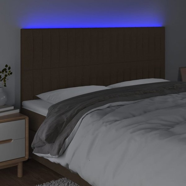 vidaXL Φωτιζόμενη κεφαλαρία κρεβατιού με LED, σκούρο καφέ, 160x5x118/128 εκ., ύφασμα