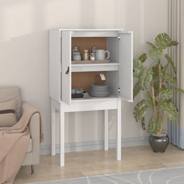 vidaXL Ντουλάπι, Λευκό, 60x40x120 εκ., Μασίφ Ξύλο Πεύκου