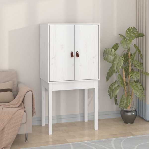 vidaXL Ντουλάπι, Λευκό, 60x40x120 εκ., Μασίφ Ξύλο Πεύκου