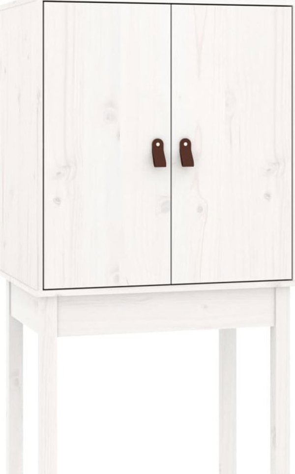 vidaXL Ντουλάπι, Λευκό, 60x40x120 εκ., Μασίφ Ξύλο Πεύκου