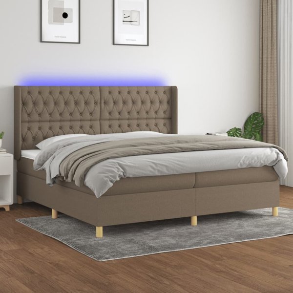 vidaXL Κρεβάτι Κοντινεντάλ με Στρώμα, Taupe, 200x200 εκ, Ύφασμα