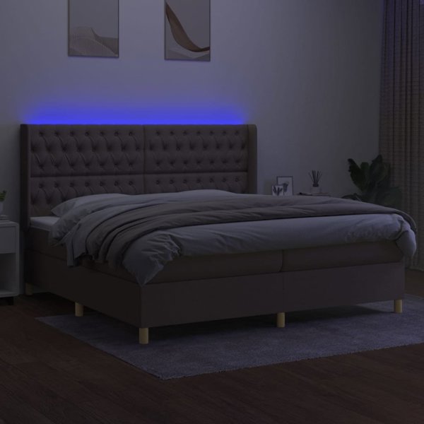vidaXL Κρεβάτι Κοντινεντάλ με Στρώμα, Taupe, 200x200 εκ, Ύφασμα