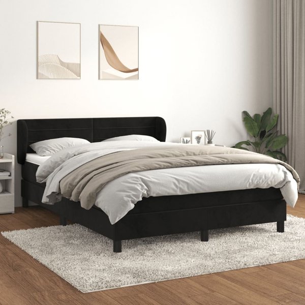 vidaXL Λουτζκο κοντυνενταλ με στρωμα, μαυρο, 140x200 εκ., βελούδο
