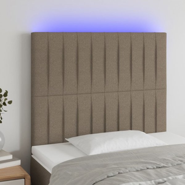 vidaXL Κεφαλάρι για κρεβάτι με LED, taupe, 80x5x118/128 cm, ύφασμα