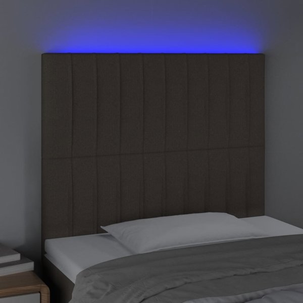 vidaXL Κεφαλάρι για κρεβάτι με LED, taupe, 80x5x118/128 cm, ύφασμα