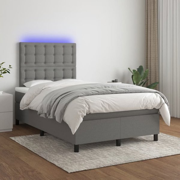 vidaXL Κρεβάτι Continental με Στρώμα, Σκούρο Γκρι Ύφασμα, 120 x 200 cm