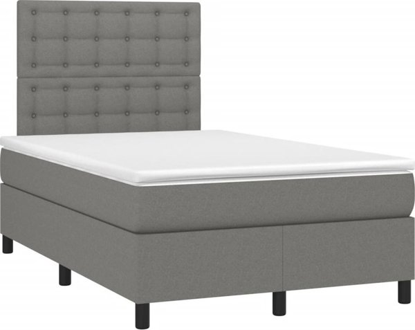 vidaXL Κρεβάτι Continental με Στρώμα, Σκούρο Γκρι Ύφασμα, 120 x 200 cm