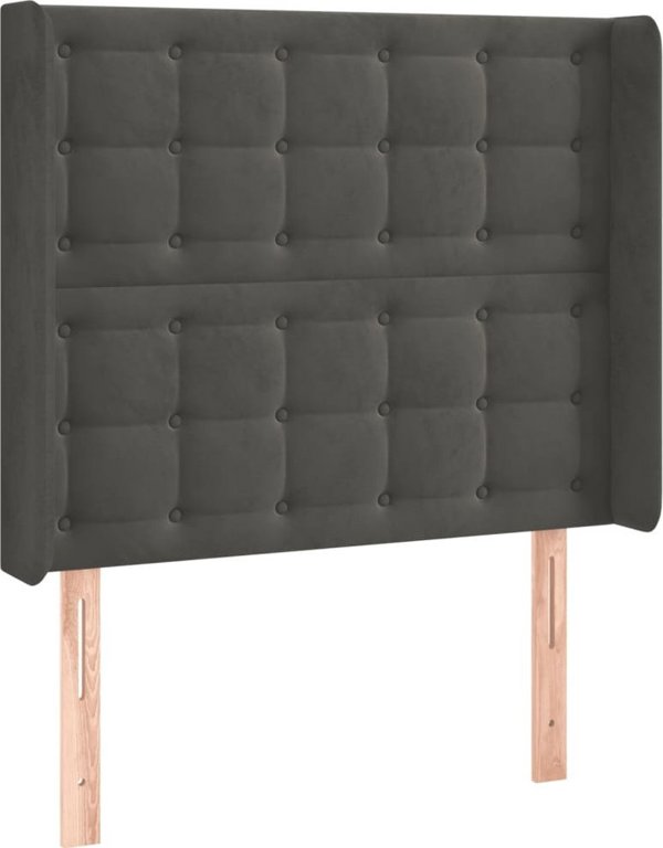 vidaXL Zaglowek do lozka z LED, ciemnoszary, 83x16x118/128 cm, aksamit