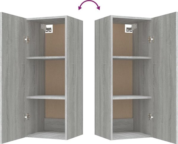 vidaXL Επιτοίχια ντουλάπα, γκρι δρυς Σονομα, 34,5x34x90 εκ.