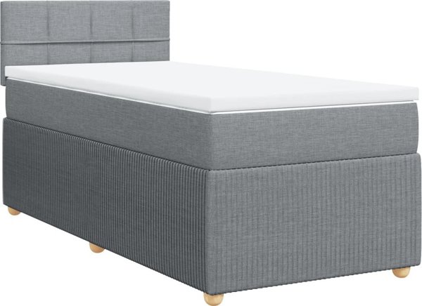 vidaXL Κρεβάτι Continental με στρώμα, ανοιχτό γκρι, ύφασμα, 100x200 cm
