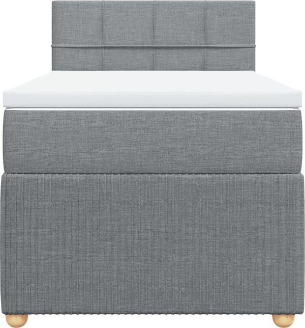 vidaXL Κρεβάτι Continental με στρώμα, ανοιχτό γκρι, ύφασμα, 100x200 cm