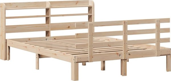 vidaXL Rama κρεβατιού με προσκέφαλο, 140x190 cm, μασίφ πεύκο