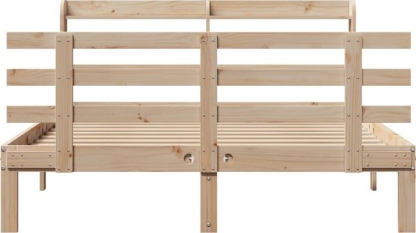 vidaXL Rama κρεβατιού με προσκέφαλο, 140x190 cm, μασίφ πεύκο