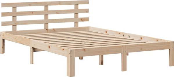 vidaXL Rama κρεβατιού με προσκέφαλο, 140x190 cm, μασίφ πεύκο