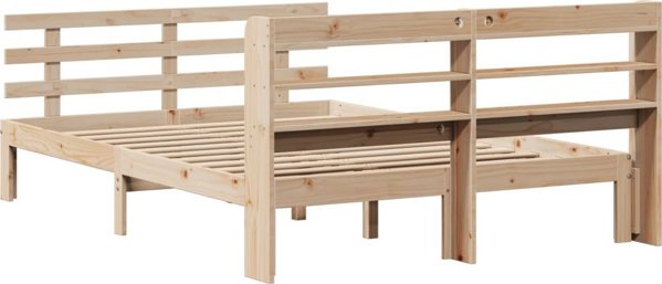 vidaXL Rama κρεβατιού με προσκέφαλο, 140x190 cm, μασίφ πεύκο