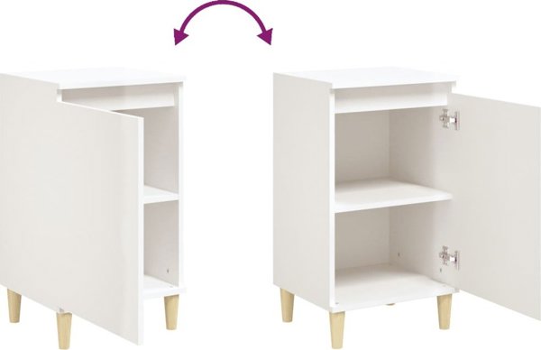vidaXL Κομοδίνο υψηλής γυαλάδας σε λευκό, 40x35x70 εκ.