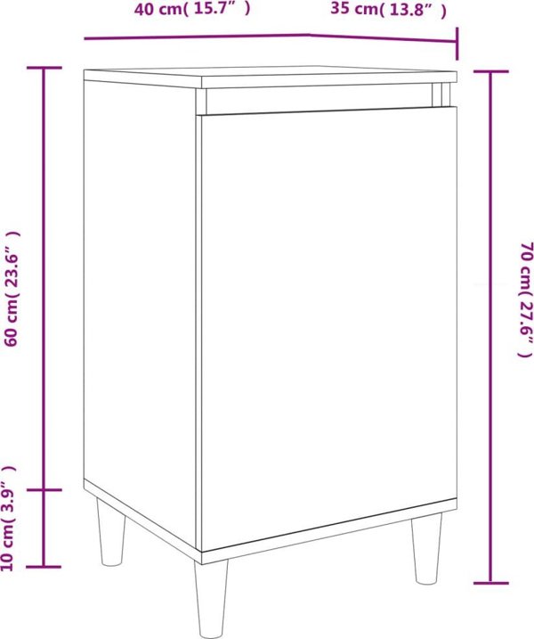 vidaXL Κομοδίνο υψηλής γυαλάδας σε λευκό, 40x35x70 εκ.