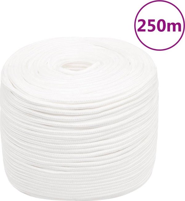 vidaXL Linka ζελάρσκα, λευκή ομοιόμορφη, 10 mm, 250 m, πολυπροπυλένιο