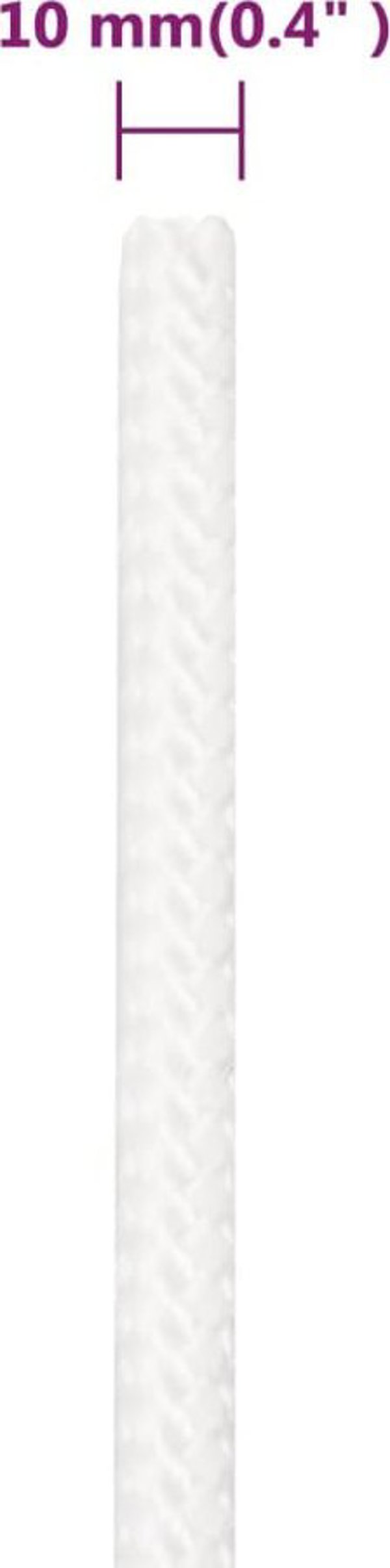 vidaXL Linka ζελάρσκα, λευκή ομοιόμορφη, 10 mm, 250 m, πολυπροπυλένιο
