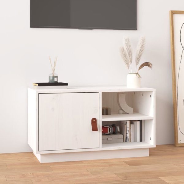 vidaXL Έπιπλο Τηλεόρασης, λευκό, 70x34x40 εκ, μασίφ πεύκο