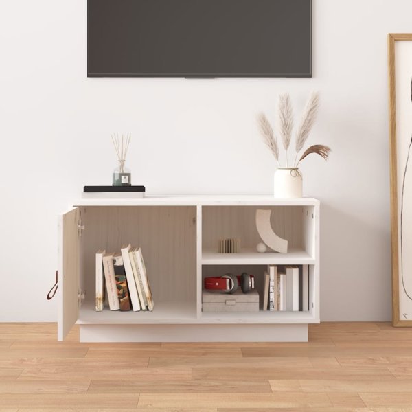 vidaXL Έπιπλο Τηλεόρασης, λευκό, 70x34x40 εκ, μασίφ πεύκο