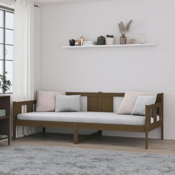 vidaXL καναπές κρεβάτι μελιτζανί από πεύκο 90x190 cm