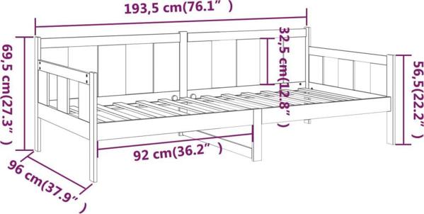 vidaXL καναπές κρεβάτι μελιτζανί από πεύκο 90x190 cm