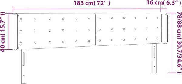 vidaXL Κεφαλάρι κρεβατιού με LED, καπουτσίνο, 183x16x78/88 cm, οικολογικό δέρμα